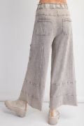 Easel cropped mineral washed terry knit pants